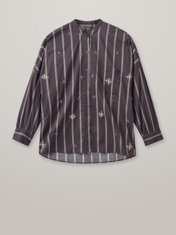 AW24-800015-786_1 MMHTrace Stripe Shirt Major Brown