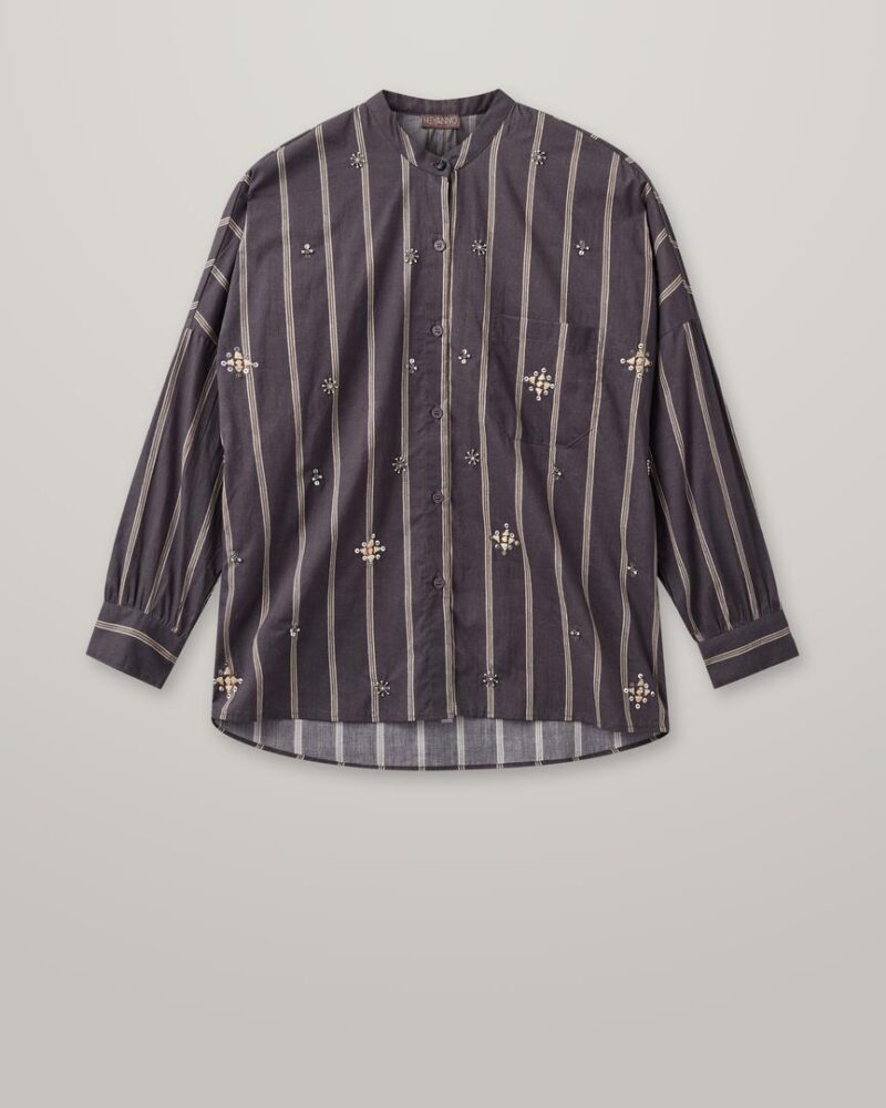 AW24-800015-786_1 MMHTrace Stripe Shirt Major Brown